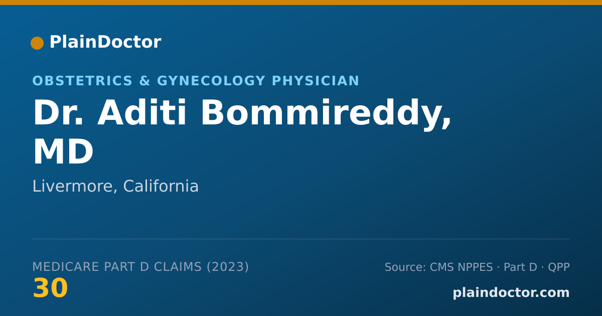Shareable card for Aditi Bommireddy, MD - Obstetrics & Gynecology Physician, Livermore, CA