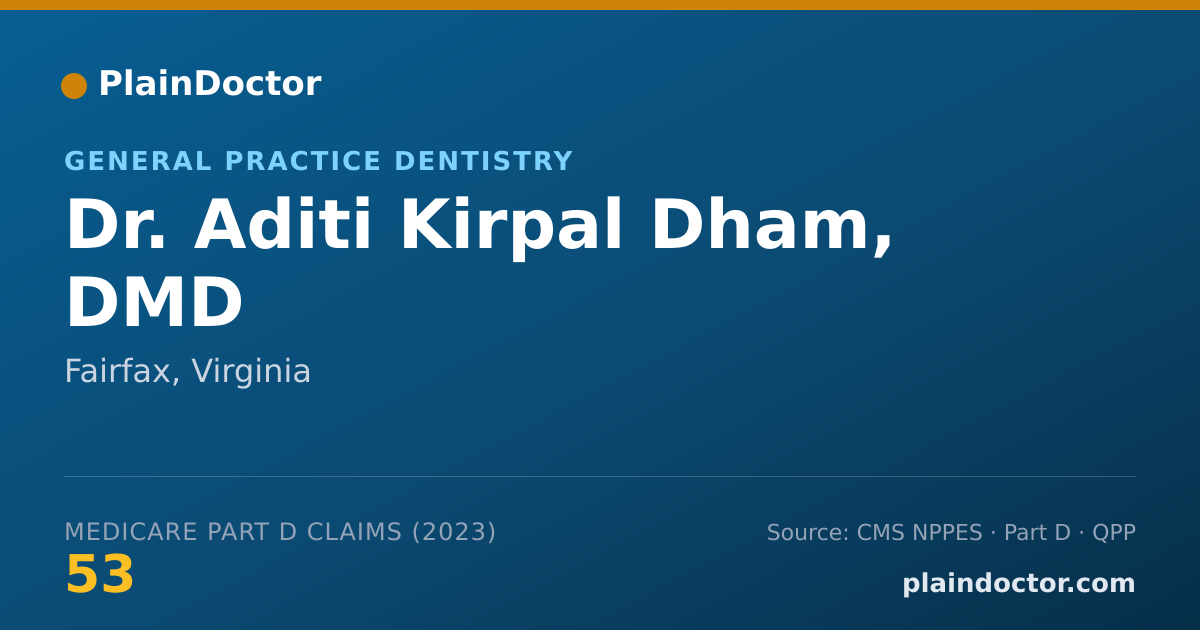 Shareable card for Aditi Kirpal Dham, DMD - General Practice Dentistry, Fairfax, VA