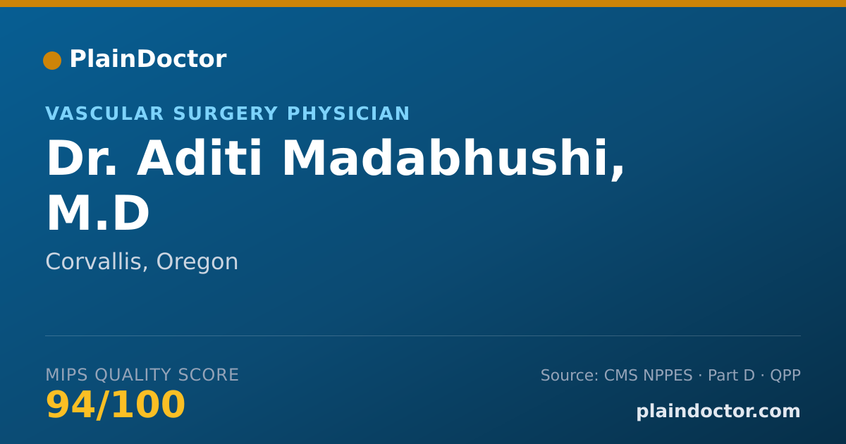 Shareable card for Aditi Madabhushi, M.D - Vascular Surgery Physician, Corvallis, OR