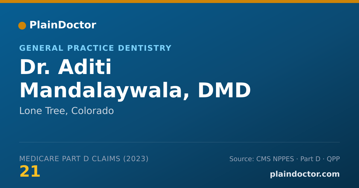 Shareable card for Aditi Mandalaywala, DMD - General Practice Dentistry, Lone Tree, CO