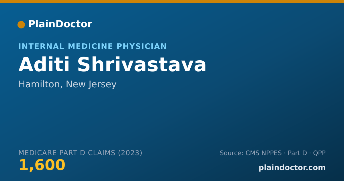 Shareable card for Aditi Shrivastava - Internal Medicine Physician, Hamilton, NJ