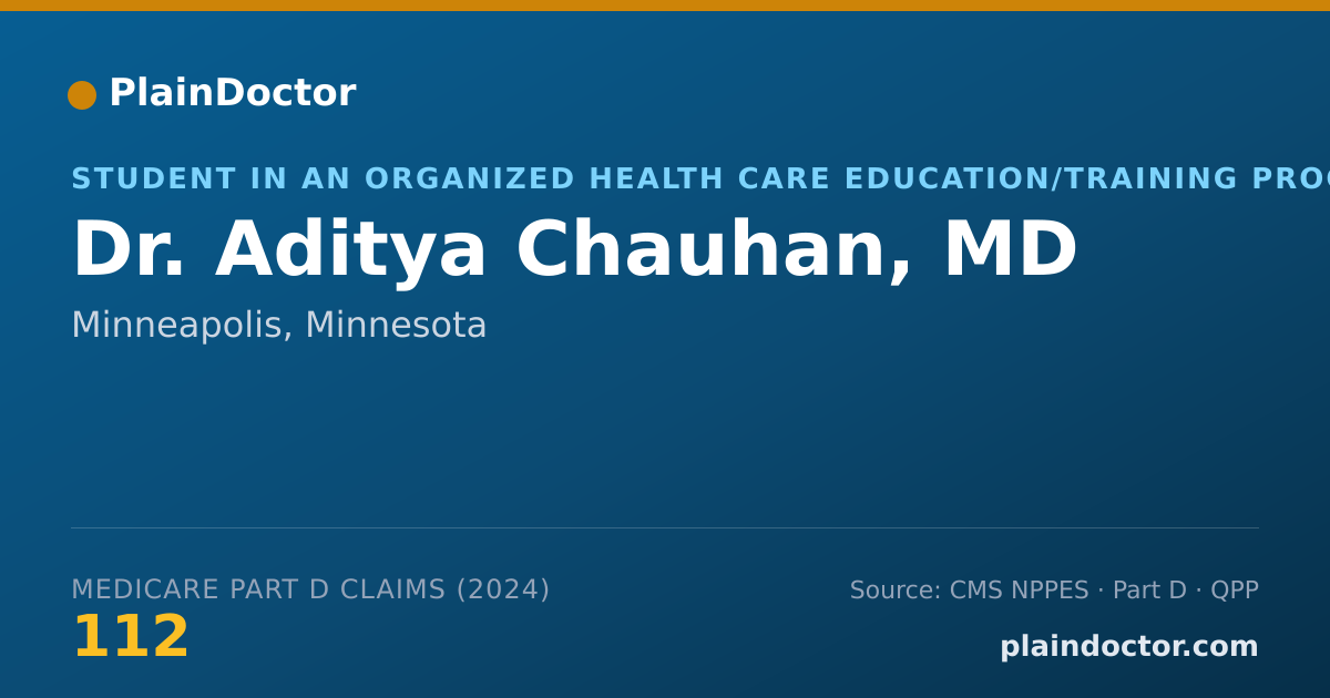 Shareable card for Aditya Chauhan, MD - Student in an Organized Health Care Education/Training Program, Minneapolis, MN