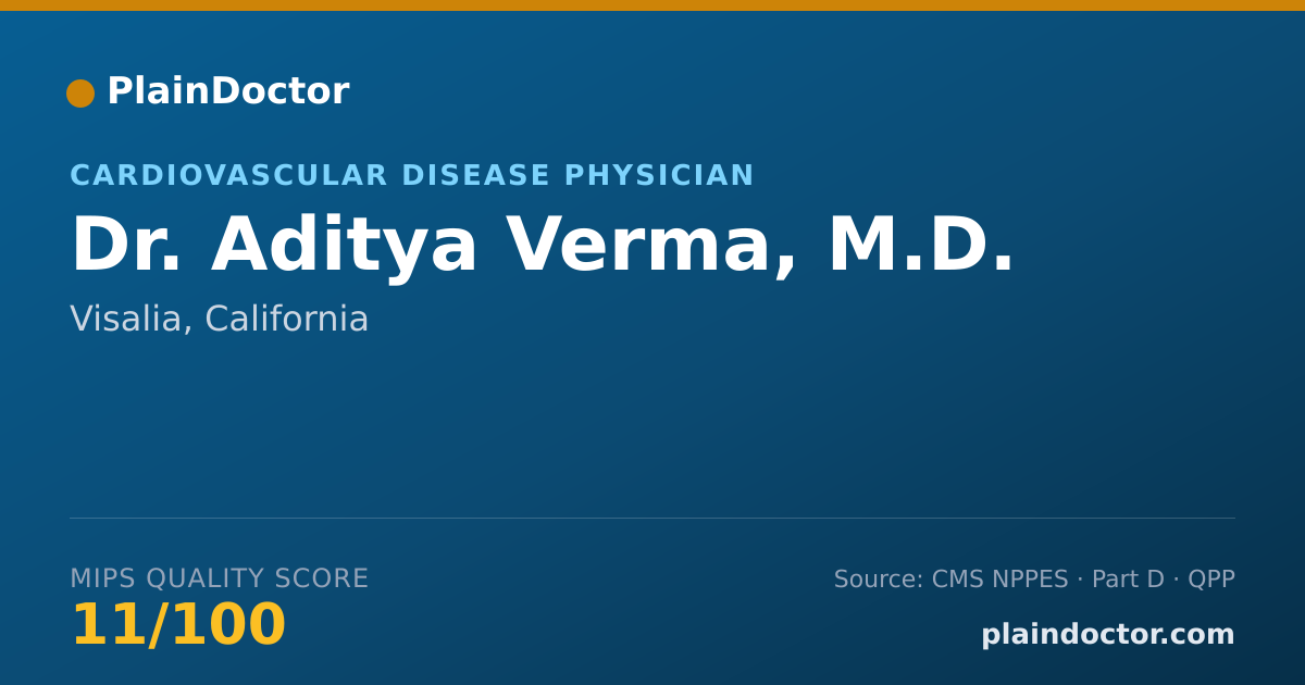 Shareable card for Aditya Verma, M.D. - Cardiovascular Disease Physician, Visalia, CA
