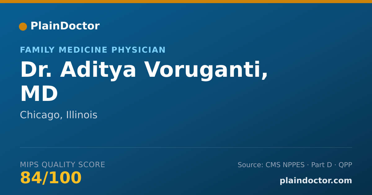 Shareable card for Aditya Voruganti, MD - Family Medicine Physician, Chicago, IL