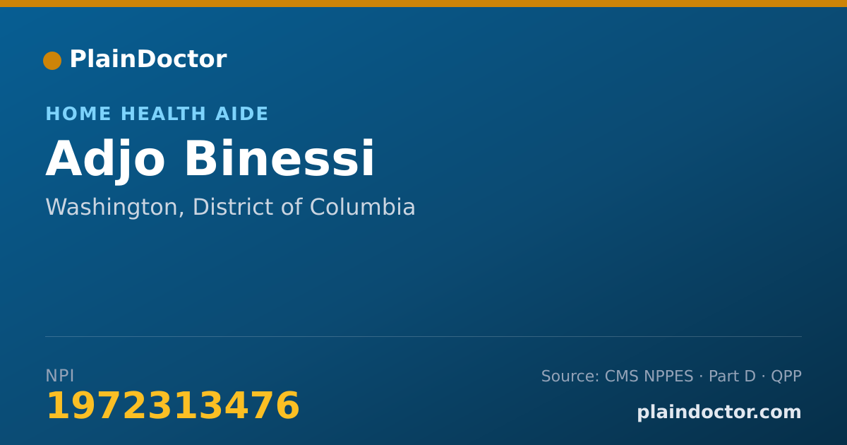 Shareable card for Adjo Binessi - Home Health Aide, Washington, DC