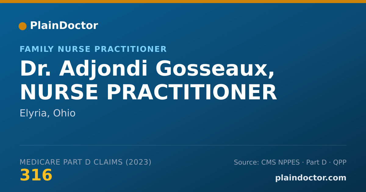 Shareable card for Adjondi Gosseaux, NURSE PRACTITIONER - Family Nurse Practitioner, Elyria, OH