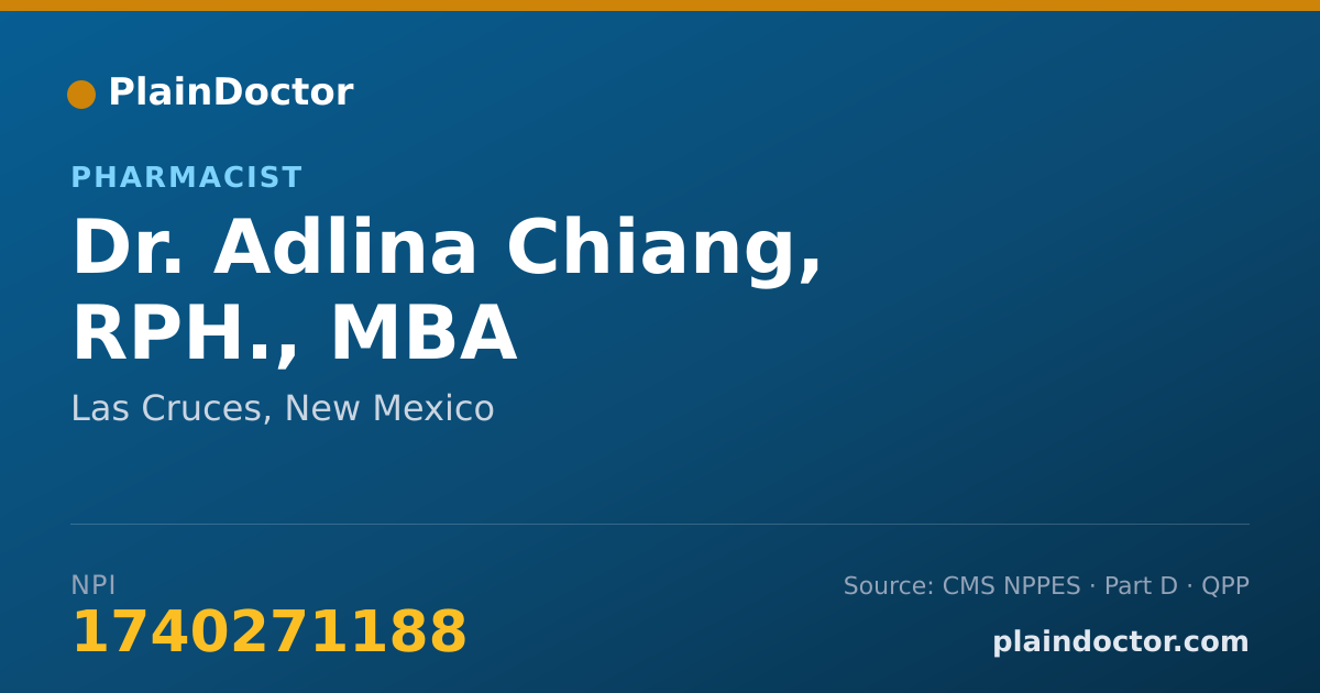 Shareable card for Adlina Chiang, RPH., MBA - Pharmacist, Las Cruces, NM