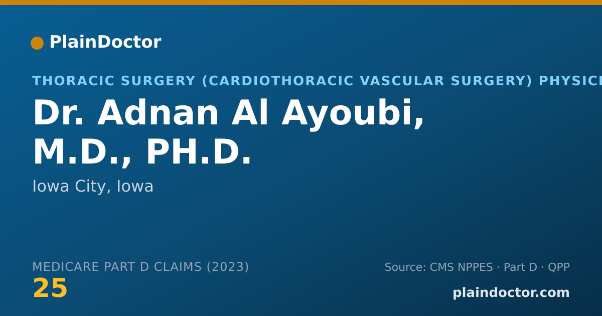 Shareable card for Adnan Al Ayoubi, M.D., PH.D. - Thoracic Surgery (Cardiothoracic Vascular Surgery) Physician, Iowa City, IA