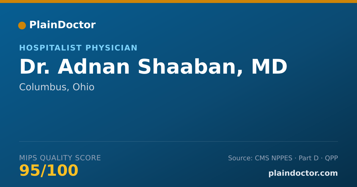 Shareable card for Adnan Shaaban, MD - Hospitalist Physician, Columbus, OH