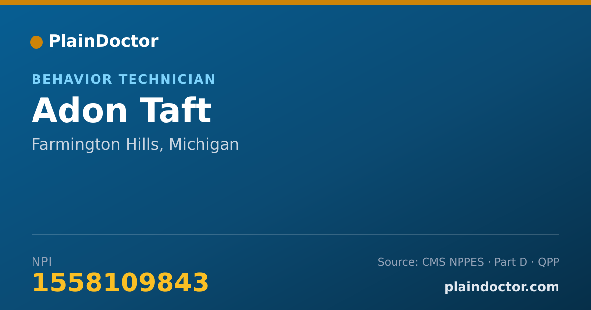 Shareable card for Adon Taft - Behavior Technician, Farmington Hills, MI