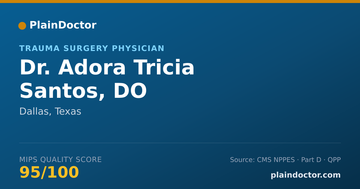 Shareable card for Adora Tricia Santos, DO - Trauma Surgery Physician, Dallas, TX
