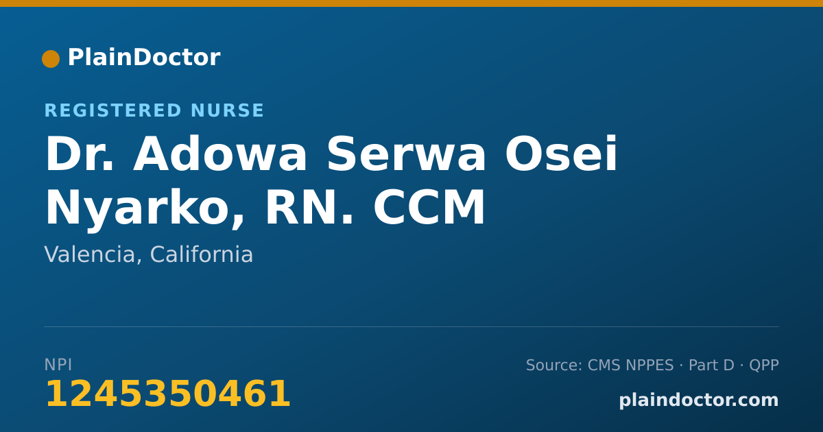 Shareable card for Adowa Serwa Osei Nyarko, RN. CCM - Registered Nurse, Valencia, CA