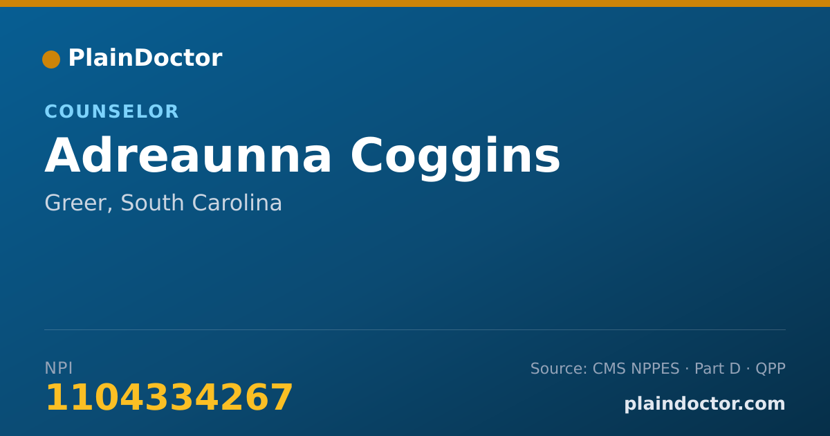 Shareable card for Adreaunna Coggins - Counselor, Greer, SC
