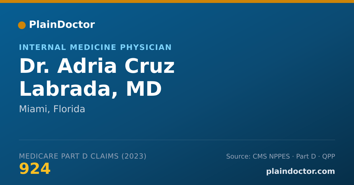 Shareable card for Adria Cruz Labrada, MD - Internal Medicine Physician, Miami, FL