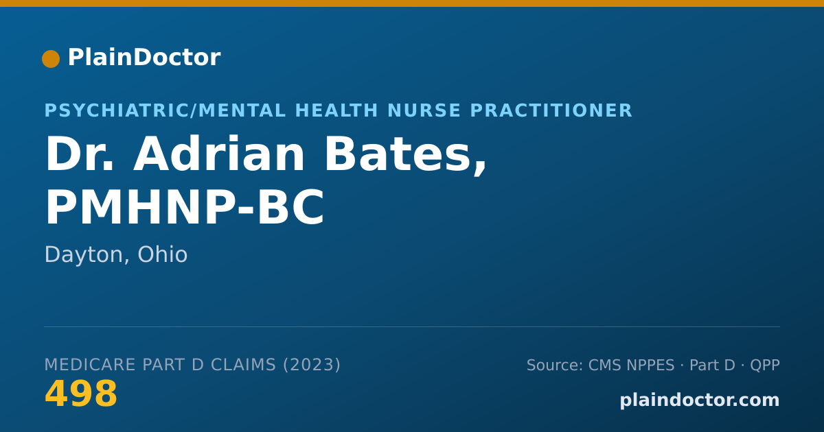 Shareable card for Adrian Bates, PMHNP-BC - Psychiatric/Mental Health Nurse Practitioner, Dayton, OH
