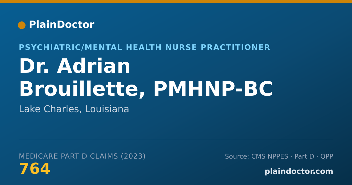 Shareable card for Adrian Brouillette, PMHNP-BC - Psychiatric/Mental Health Nurse Practitioner, Lake Charles, LA