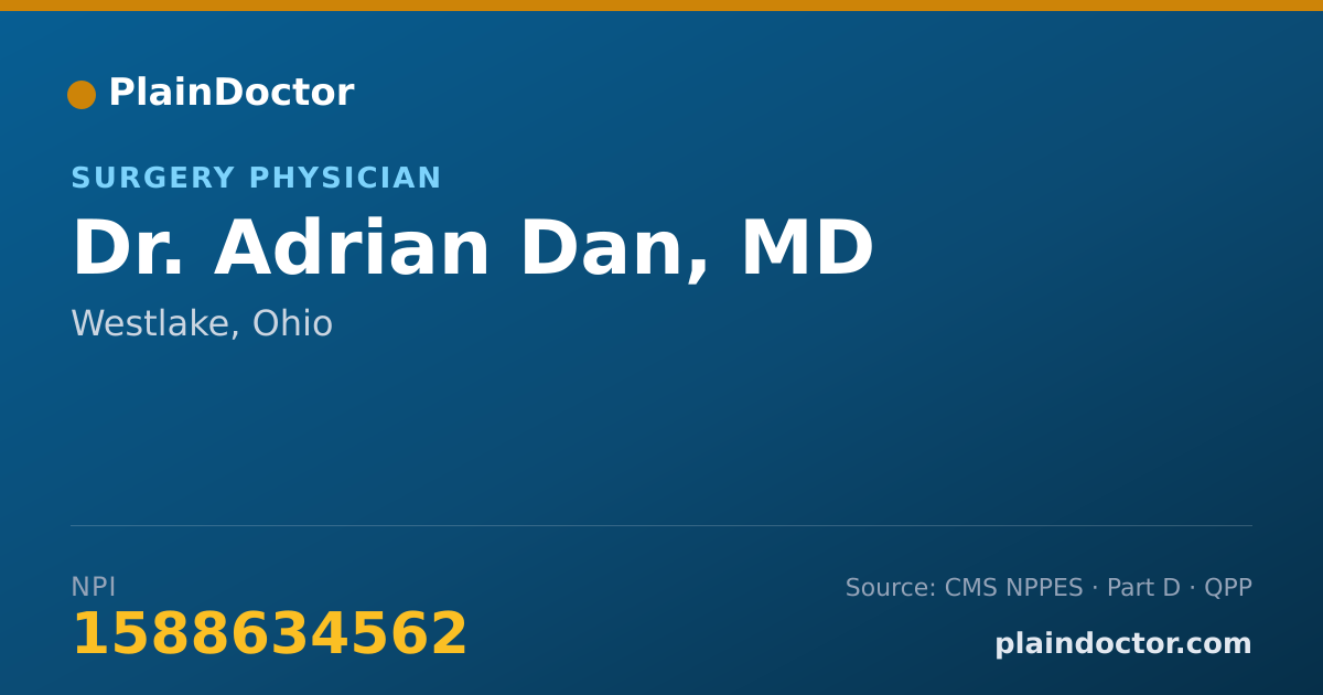 Shareable card for Adrian Dan, MD - Surgery Physician, Westlake, OH