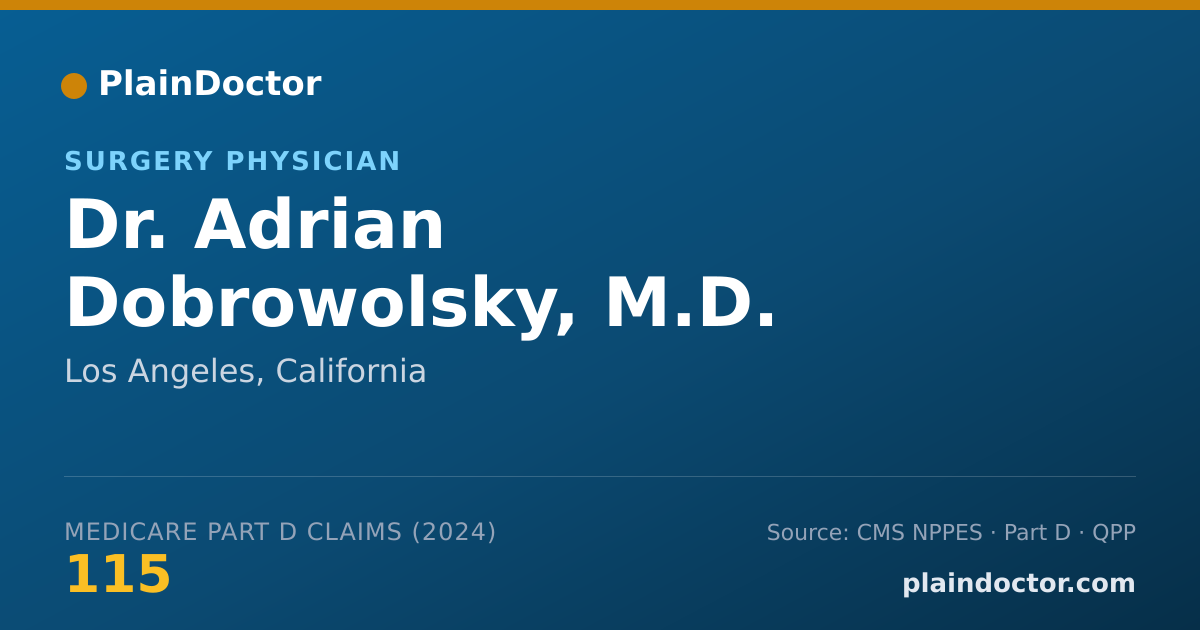 Shareable card for Adrian Dobrowolsky, M.D. - Surgery Physician, Los Angeles, CA