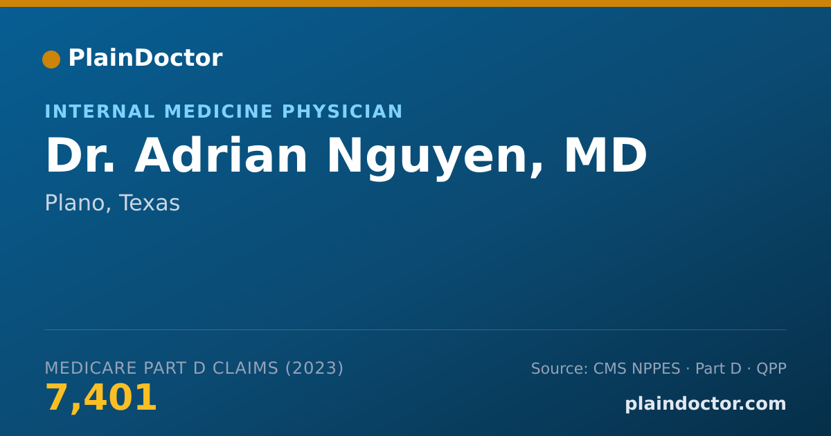 Shareable card for Adrian Nguyen, MD - Internal Medicine Physician, Plano, TX