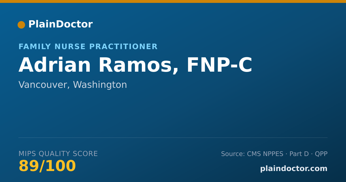 Shareable card for Adrian Ramos, FNP-C - Family Nurse Practitioner, Vancouver, WA