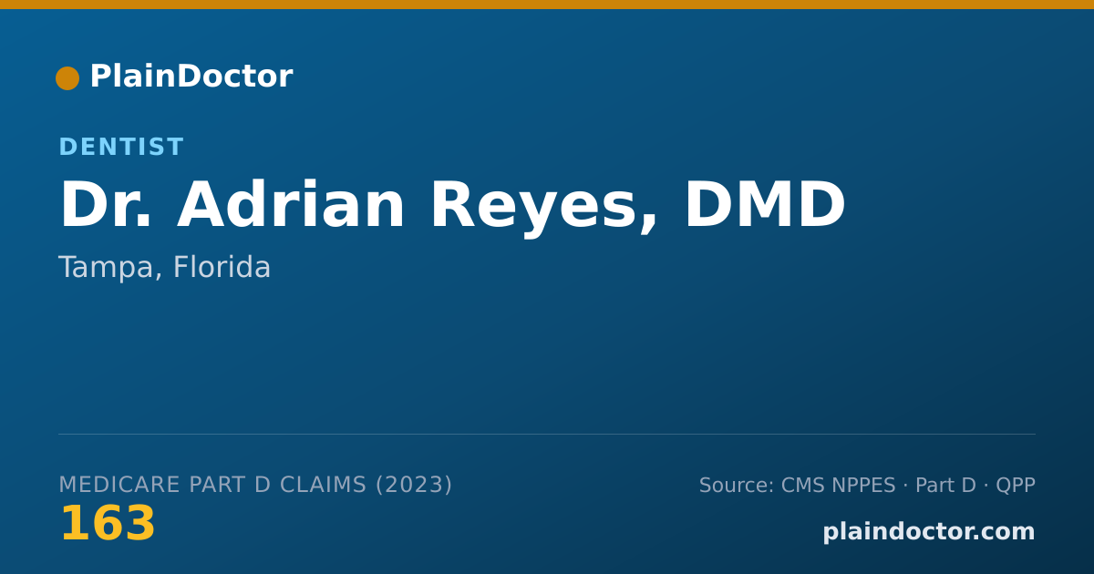 Shareable card for Adrian Reyes, DMD - Dentist, Tampa, FL