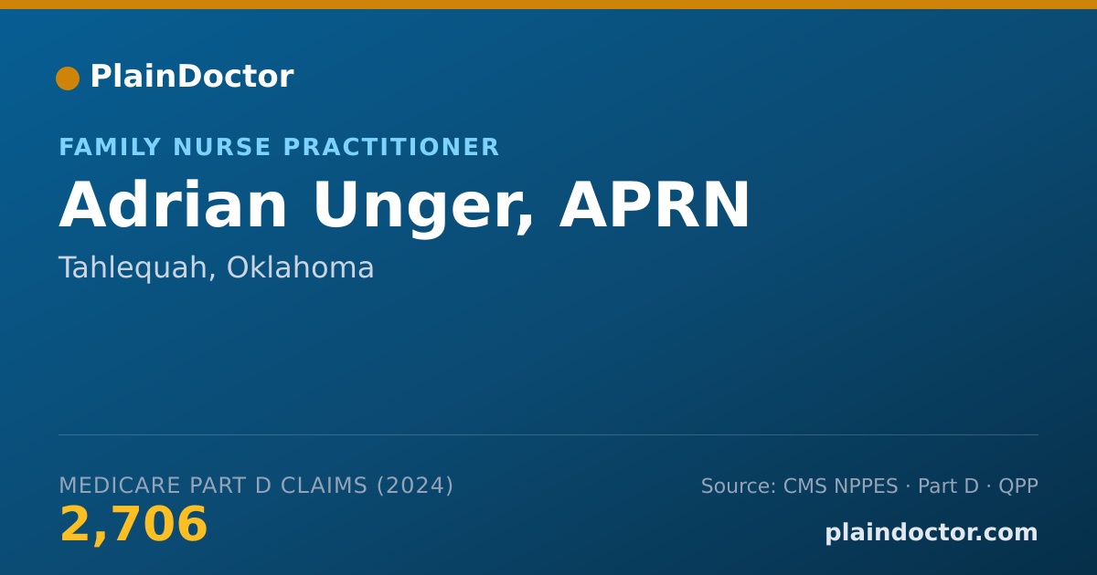 Shareable card for Adrian Unger, APRN - Family Nurse Practitioner, Tahlequah, OK