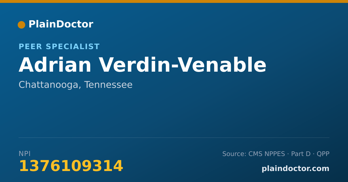 Shareable card for Adrian Verdin-Venable - Peer Specialist, Chattanooga, TN