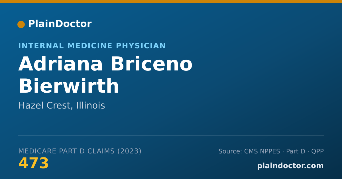 Shareable card for Adriana Briceno Bierwirth - Internal Medicine Physician, Hazel Crest, IL
