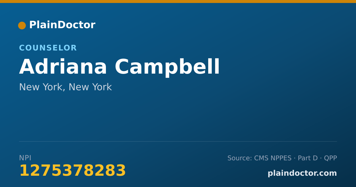 Shareable card for Adriana Campbell - Counselor, New York, NY