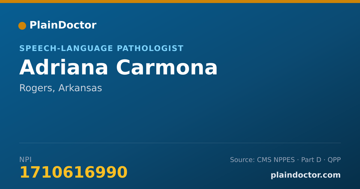 Shareable card for Adriana Carmona - Speech-Language Pathologist, Rogers, AR
