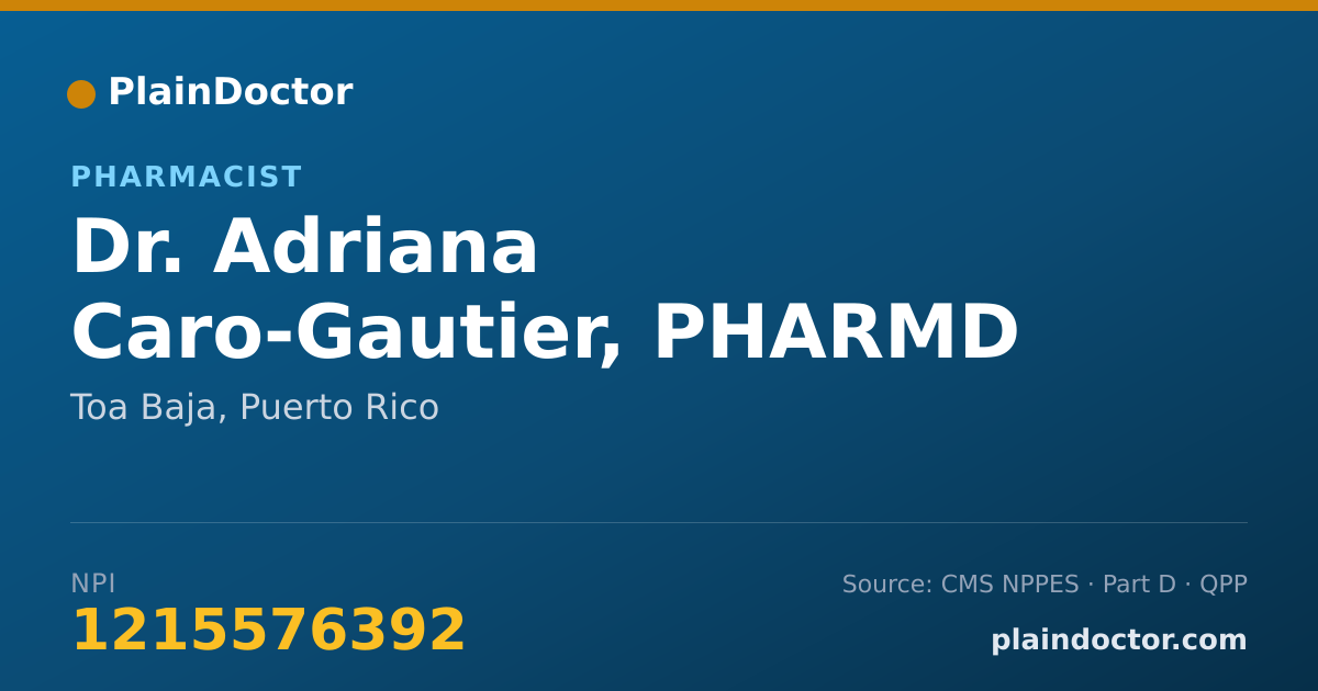 Shareable card for Adriana Caro-Gautier, PHARMD - Pharmacist, Toa Baja, PR
