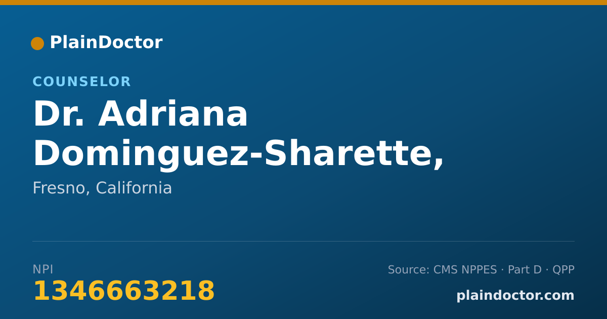 Shareable card for Adriana Dominguez-Sharette, MSW - Counselor, Fresno, CA