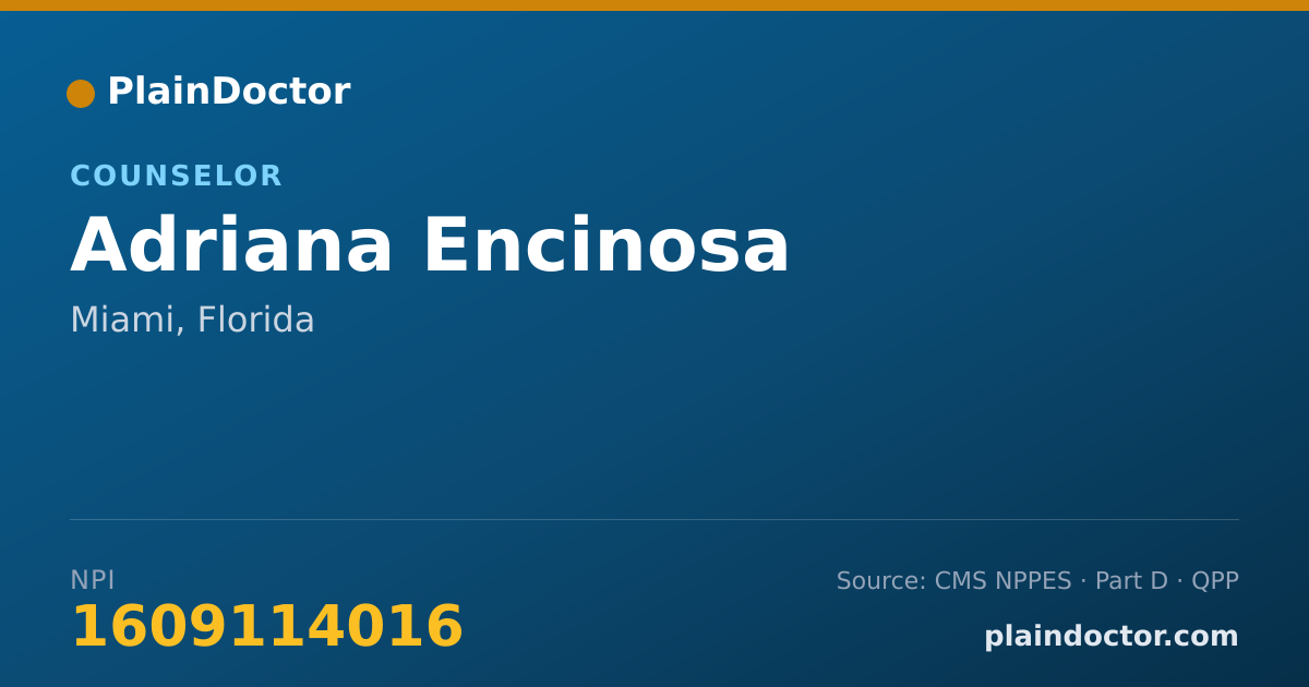 Shareable card for Adriana Encinosa - Counselor, Miami, FL