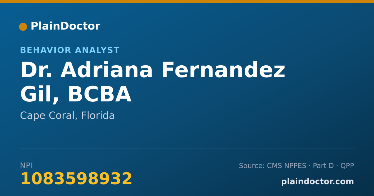 Shareable card for Adriana Fernandez Gil, BCBA - Behavior Analyst, Cape Coral, FL