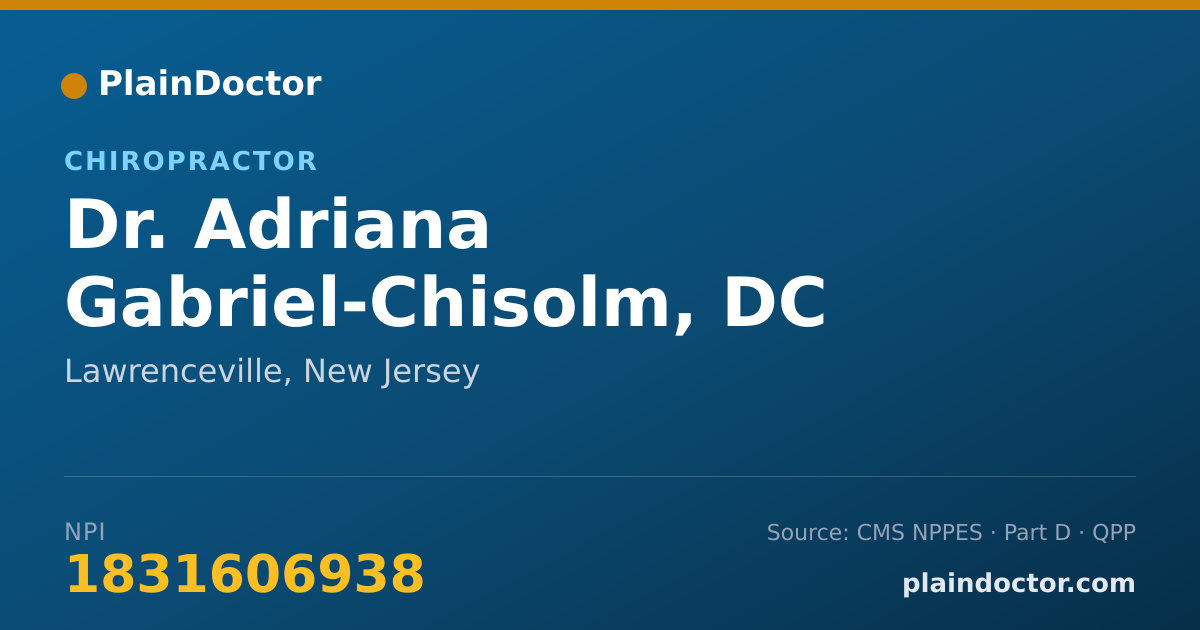 Shareable card for Adriana Gabriel-Chisolm, DC - Chiropractor, Lawrenceville, NJ