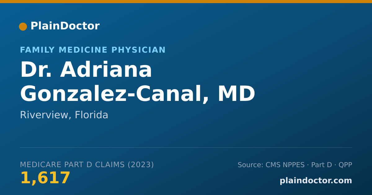 Shareable card for Adriana Gonzalez-Canal, MD - Family Medicine Physician, Riverview, FL