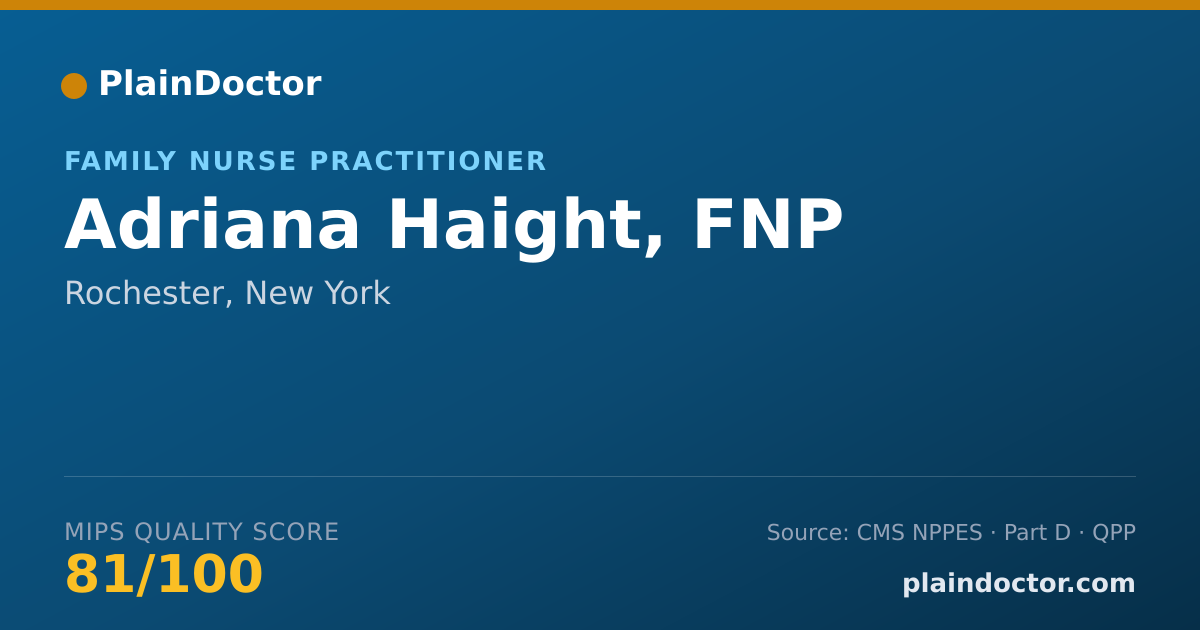Shareable card for Adriana Haight, FNP - Family Nurse Practitioner, Rochester, NY
