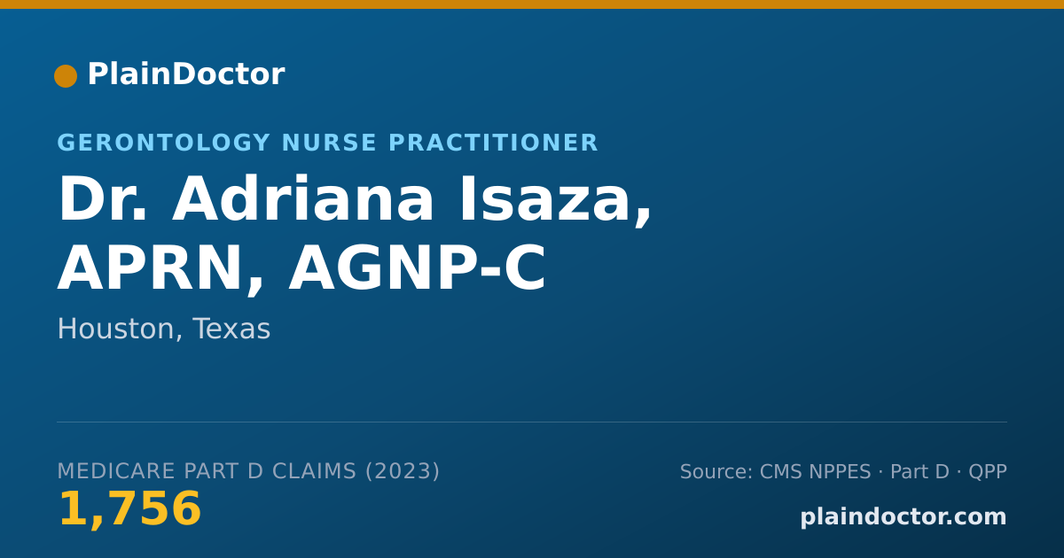 Shareable card for Adriana Isaza, APRN, AGNP-C - Gerontology Nurse Practitioner, Houston, TX