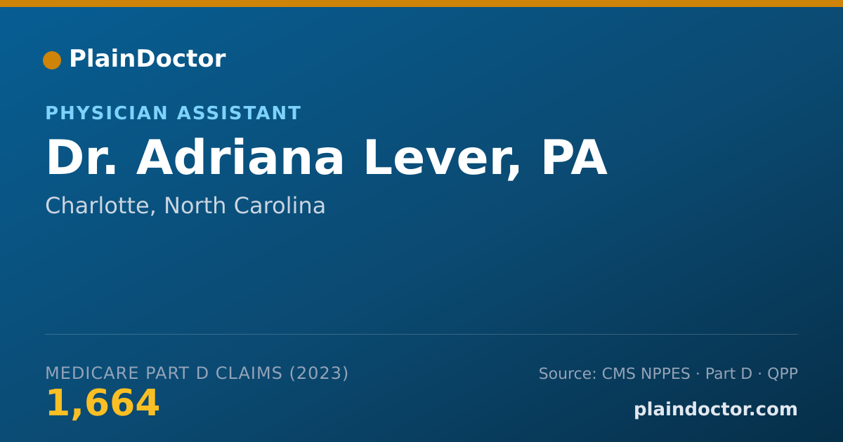 Shareable card for Adriana Lever, PA - Physician Assistant, Charlotte, NC