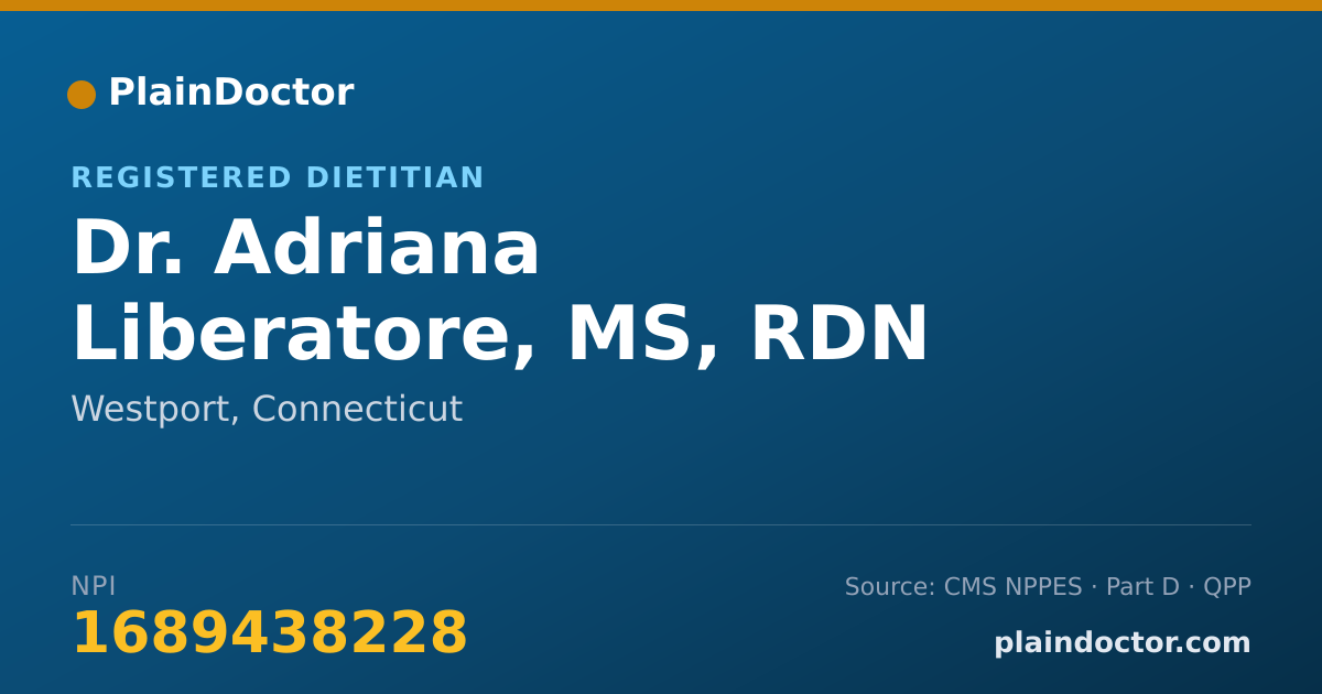 Shareable card for Adriana Liberatore, MS, RDN - Registered Dietitian, Westport, CT