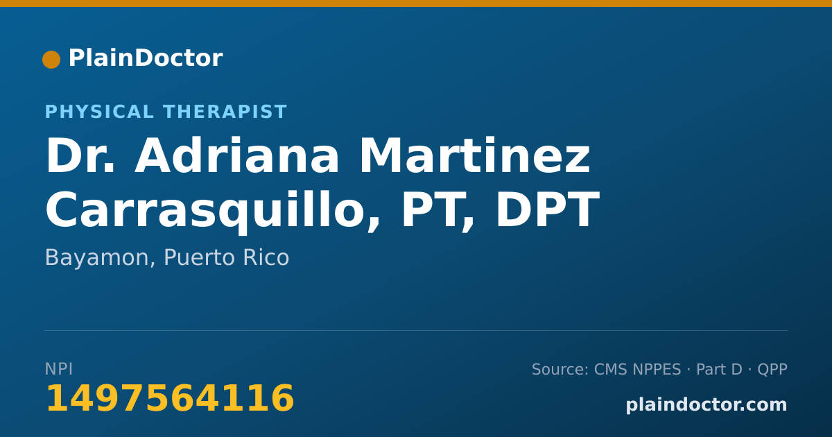 Shareable card for Adriana Martinez Carrasquillo, PT, DPT - Physical Therapist, Bayamon, PR