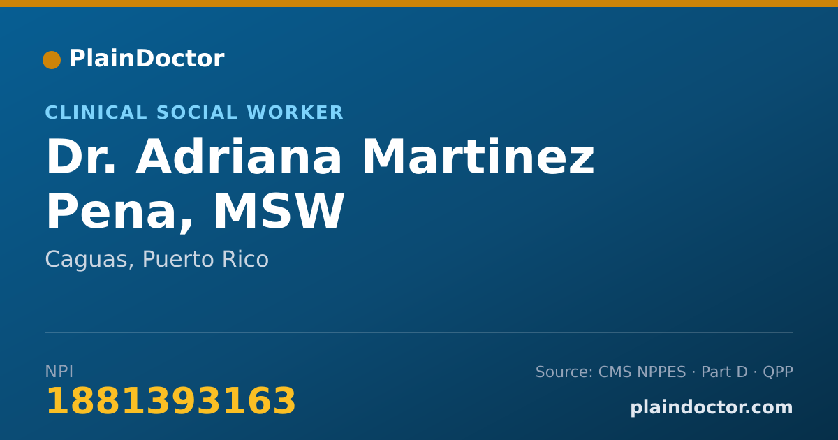 Shareable card for Adriana Martinez Pena, MSW - Clinical Social Worker, Caguas, PR