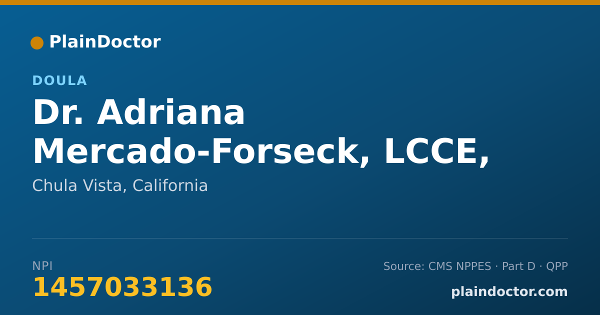 Shareable card for Adriana Mercado-Forseck, LCCE, CD(DONA) - Doula, Chula Vista, CA