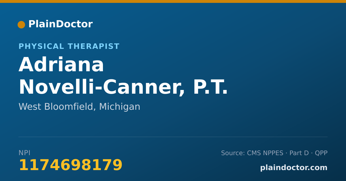 Shareable card for Adriana Novelli-Canner, P.T. - Physical Therapist, West Bloomfield, MI