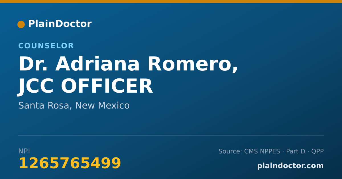 Shareable card for Adriana Romero, JCC OFFICER - Counselor, Santa Rosa, NM