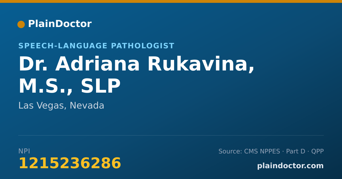 Shareable card for Adriana Rukavina, M.S., SLP - Speech-Language Pathologist, Las Vegas, NV