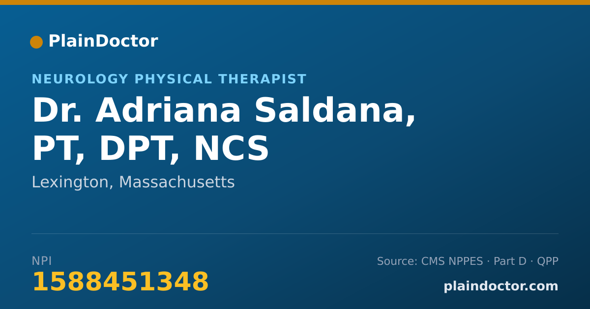 Shareable card for Adriana Saldana, PT, DPT, NCS - Neurology Physical Therapist, Lexington, MA