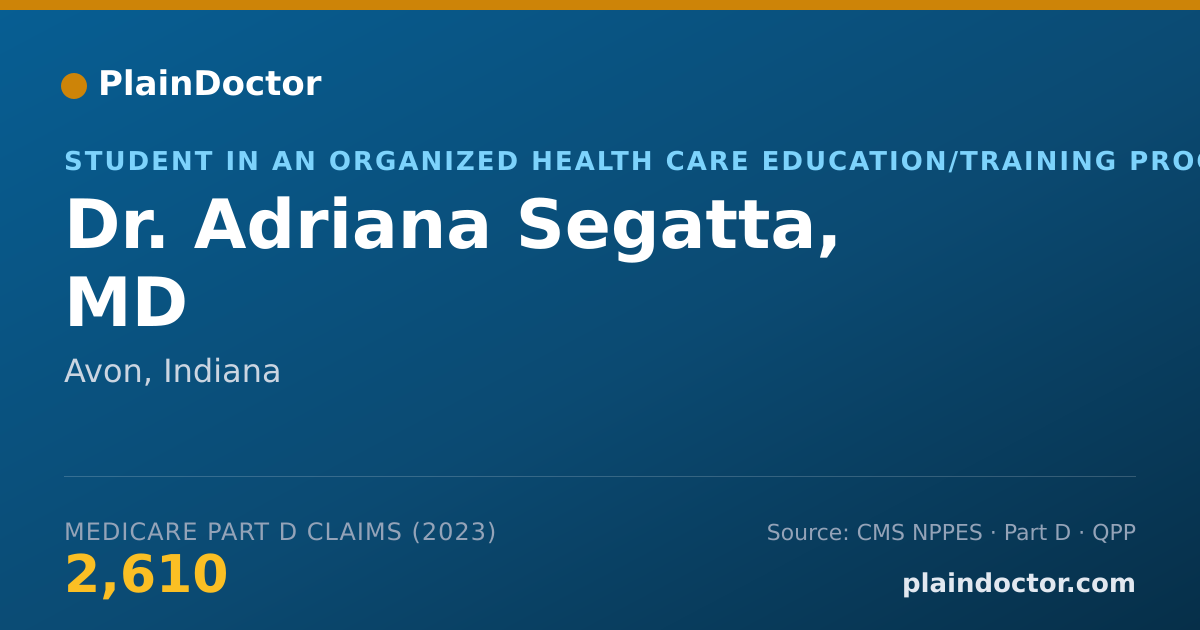 Shareable card for Adriana Segatta, MD - Student in an Organized Health Care Education/Training Program, Avon, IN