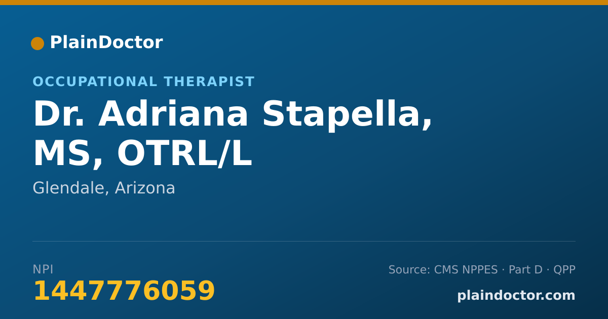 Shareable card for Adriana Stapella, MS, OTRL/L - Occupational Therapist, Glendale, AZ