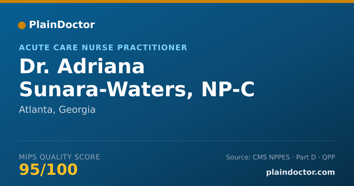 Shareable card for Adriana Sunara-Waters, NP-C - Acute Care Nurse Practitioner, Atlanta, GA